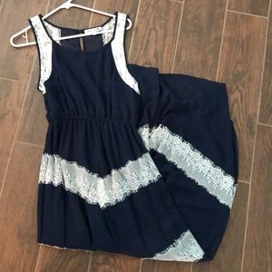 Maxi dress - navy and lace